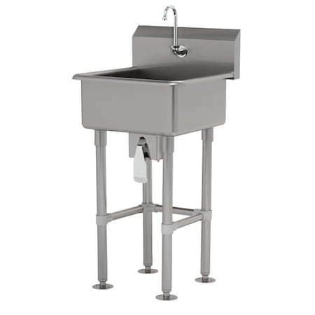 Advance Tabco 12 Deep NSF 14 Ga. 304 SS Floor Mt Sink - Knee Operated Faucet FS-FM-2721KV